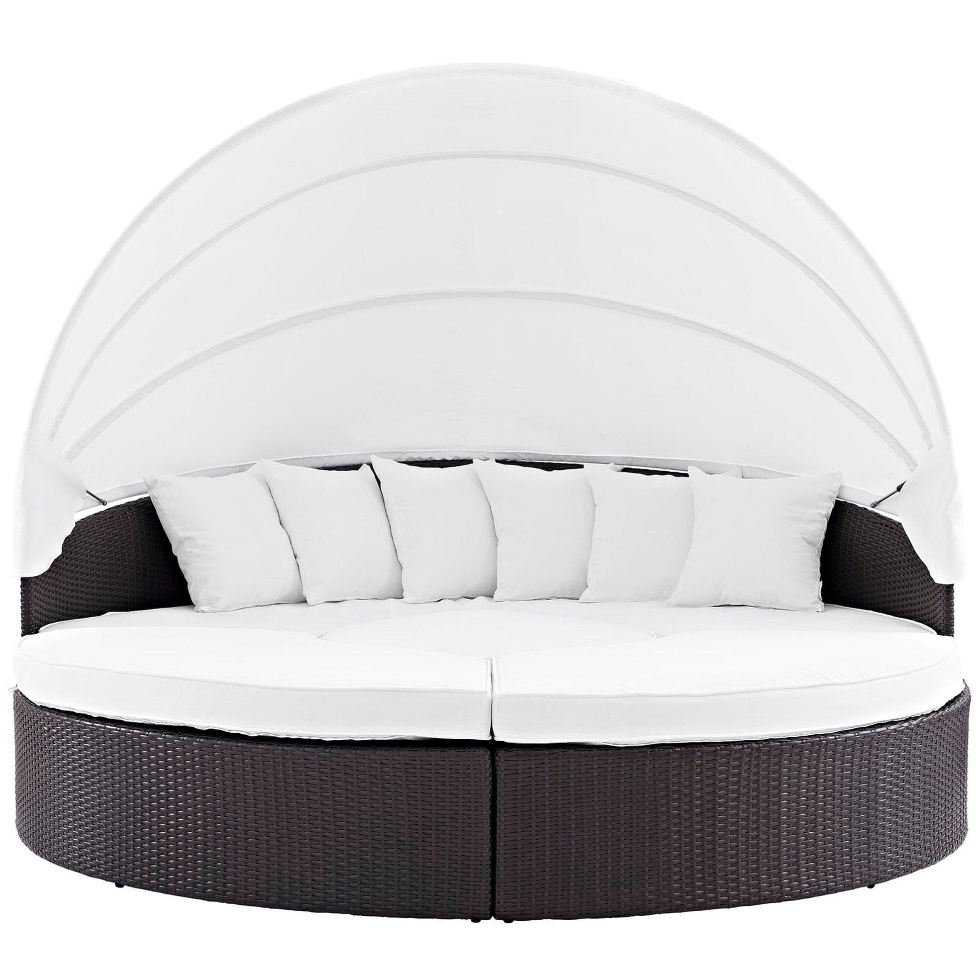 Convene Outdoor Patio Wicker Rattan Canopy Sectional Daybed in Espresso White by Modway (EEI-2173) Daybed Modway 