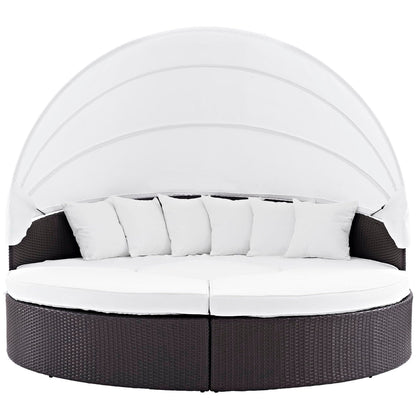 Convene Outdoor Patio Wicker Rattan Canopy Sectional Daybed in Espresso White by Modway (EEI-2173) Daybed Modway 