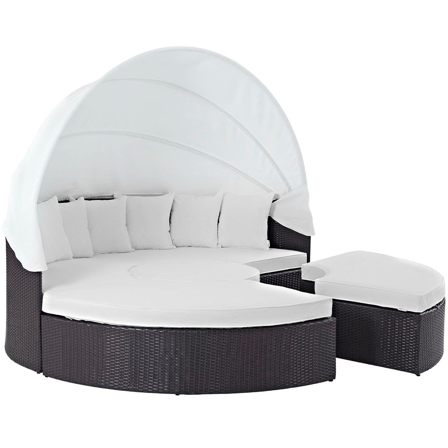 Convene Outdoor Patio Wicker Rattan Canopy Sectional Daybed in Espresso White by Modway (EEI-2173) Daybed Modway 