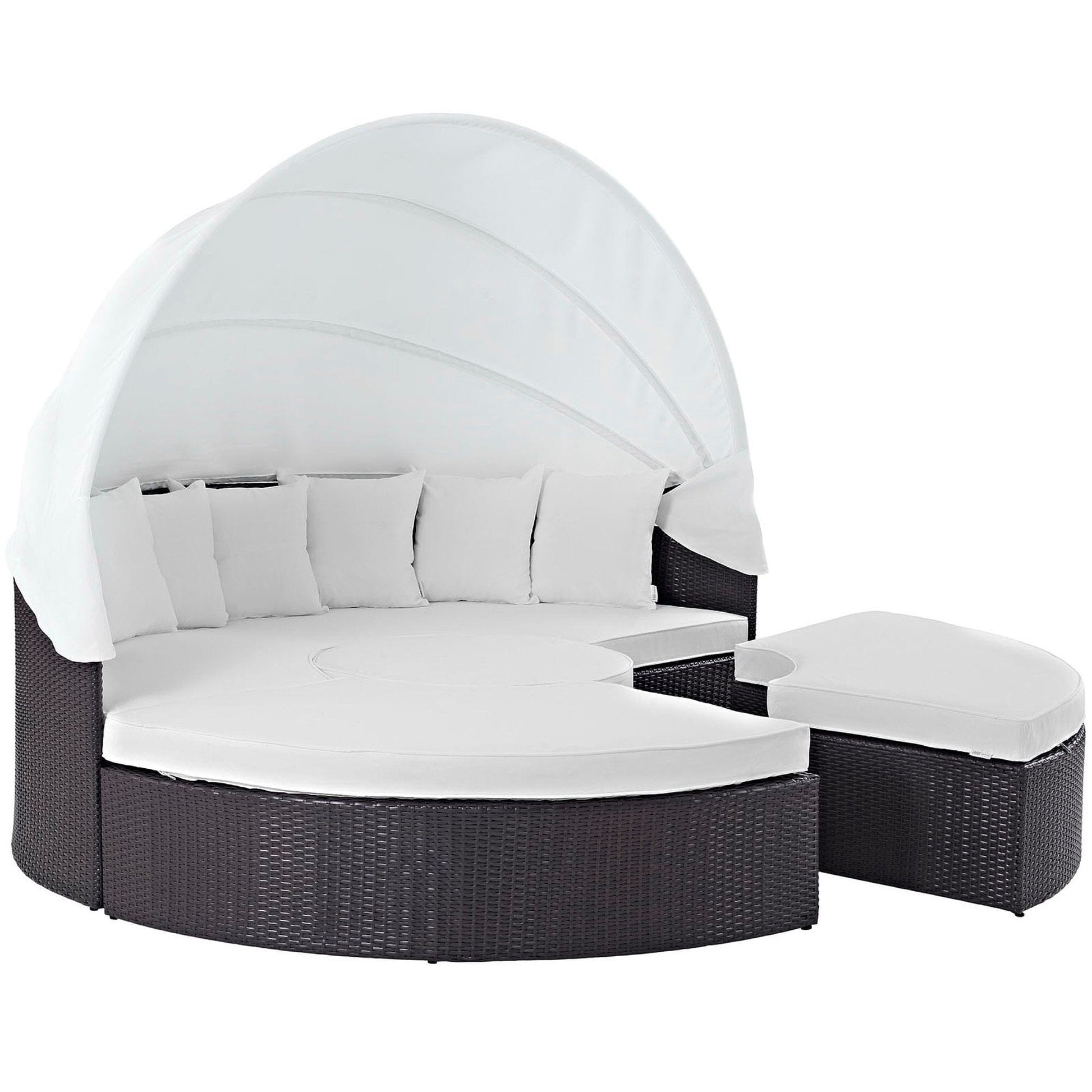 Convene Outdoor Patio Wicker Rattan Canopy Sectional Daybed in Espresso White by Modway (EEI-2173) Daybed Modway 