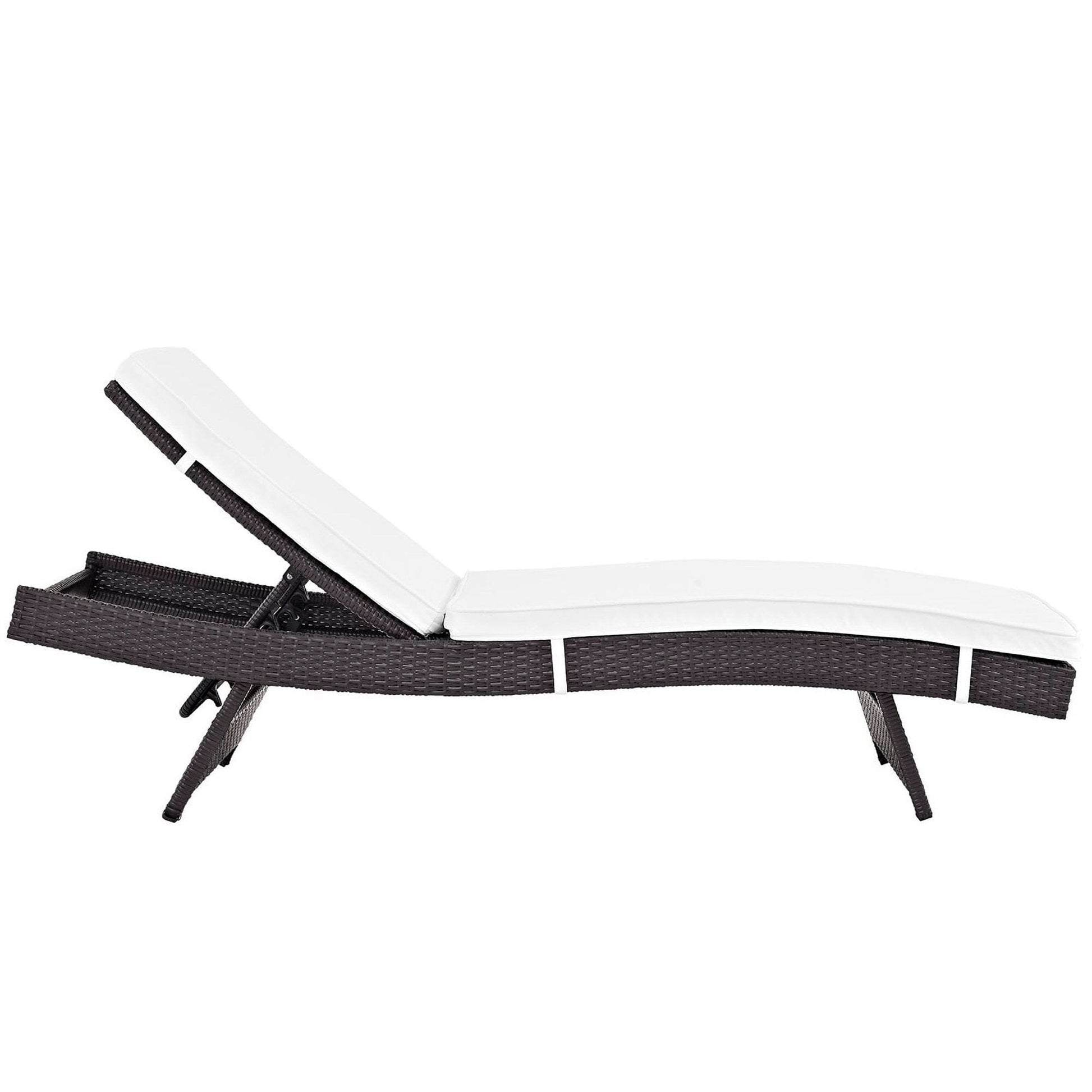 Convene Outdoor Patio Wicker Rattan Chaise (Espresso / White) by Modway Chaise Lounge Modway 