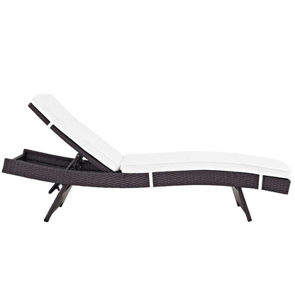 Convene Outdoor Patio Wicker Rattan Chaise (Espresso / White) by Modway Chaise Lounge Modway 