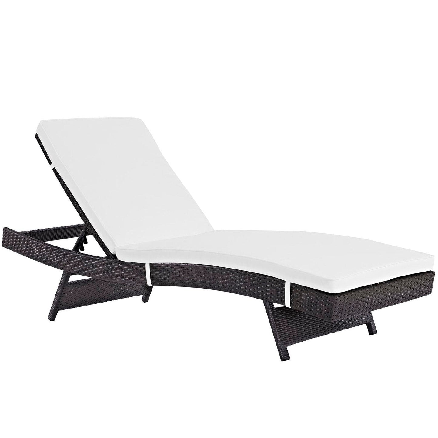 Convene Outdoor Patio Wicker Rattan Chaise (Espresso / White) by Modway Chaise Lounge Modway 