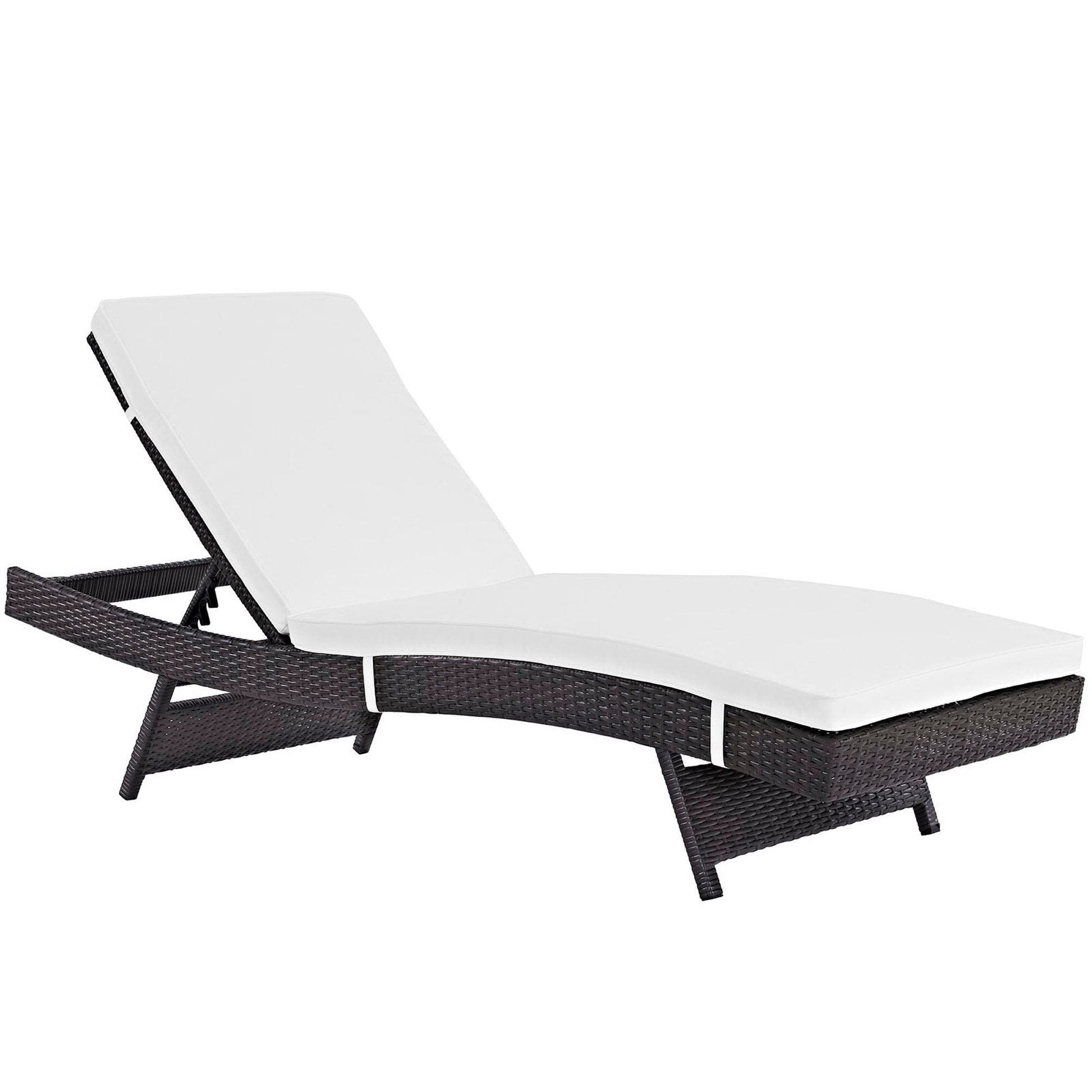 Convene Outdoor Patio Wicker Rattan Chaise (Espresso / White) by Modway Chaise Lounge Modway 