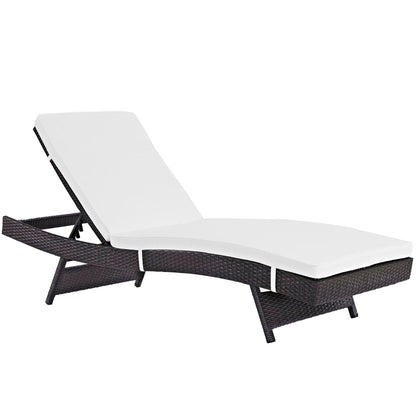 Convene Outdoor Patio Wicker Rattan Chaise (Espresso / White) by Modway Chaise Lounge Modway 