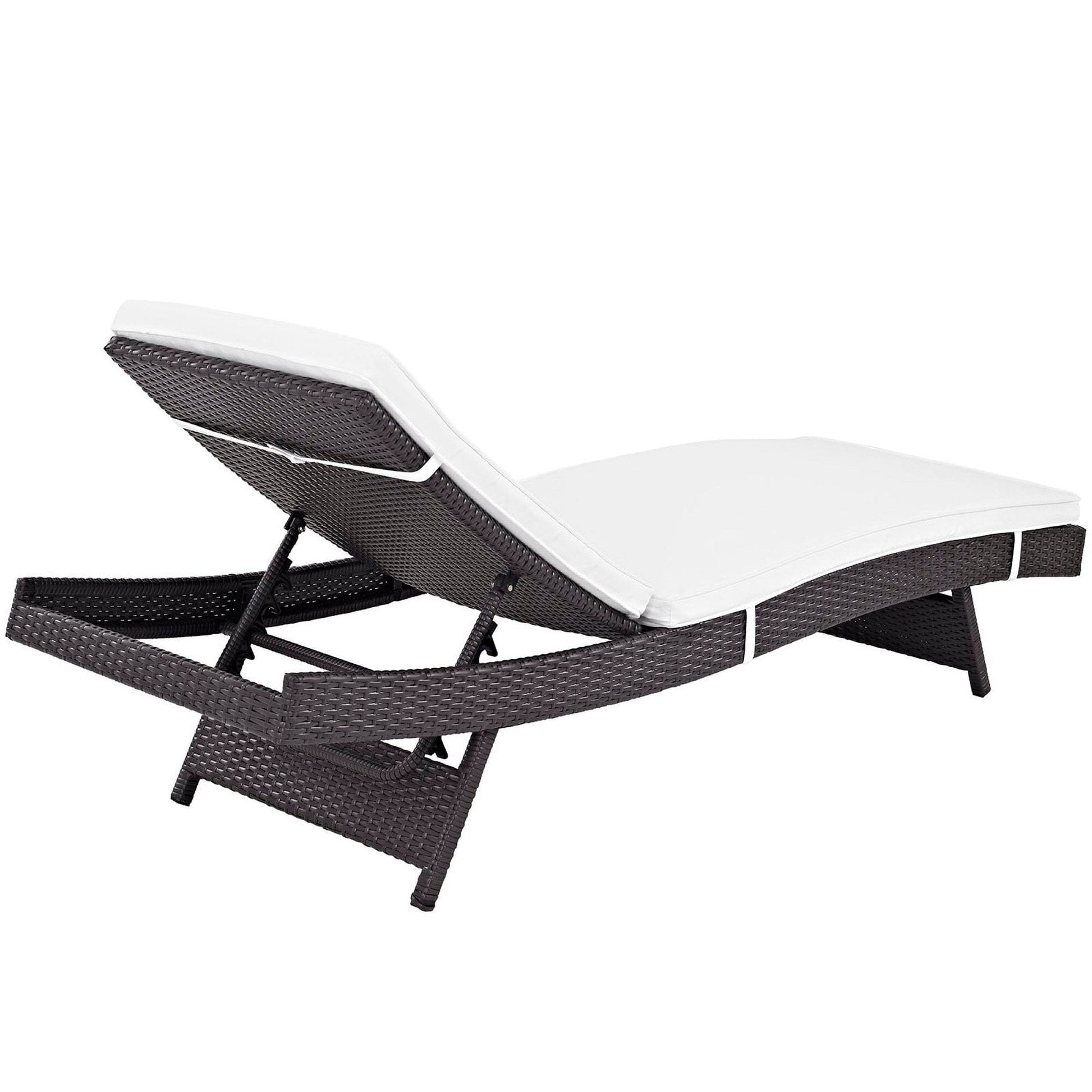 Convene Outdoor Patio Wicker Rattan Chaise (Espresso / White) by Modway Chaise Lounge Modway 