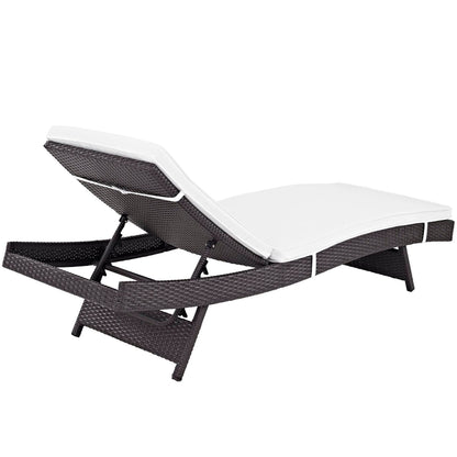 Convene Outdoor Patio Wicker Rattan Chaise (Espresso / White) by Modway Chaise Lounge Modway 