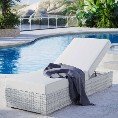 Convene Outdoor Patio Wicker Rattan Chaise in Light Gray White by Modway Chaise Lounge Modway 