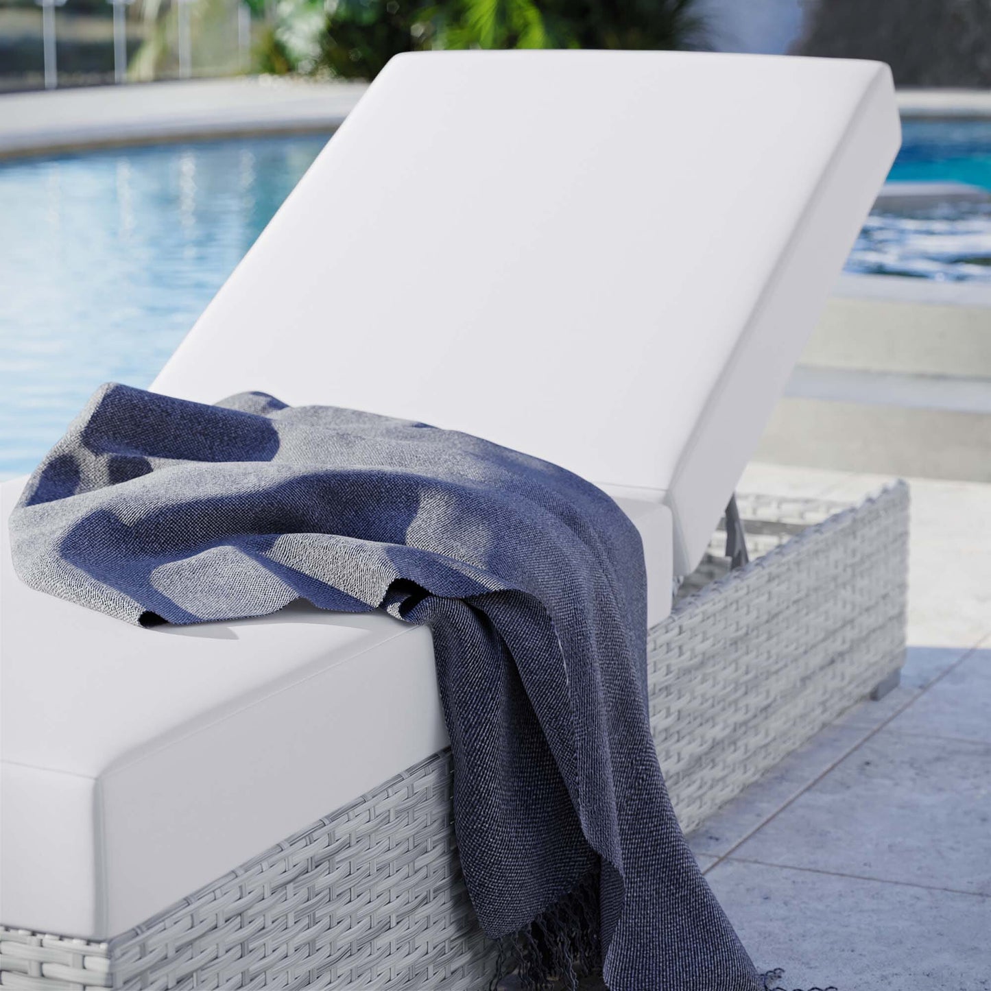 Convene Outdoor Patio Wicker Rattan Chaise in Light Gray White by Modway Chaise Lounge Modway 
