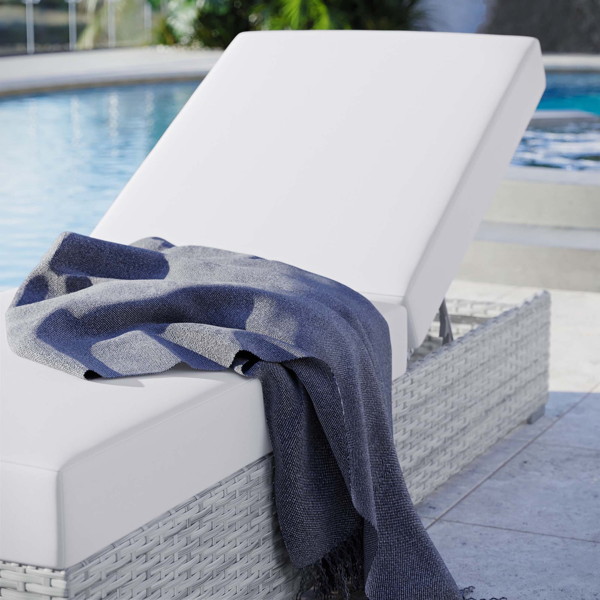 Convene Outdoor Patio Wicker Rattan Chaise in Light Gray White by Modway Chaise Lounge Modway 
