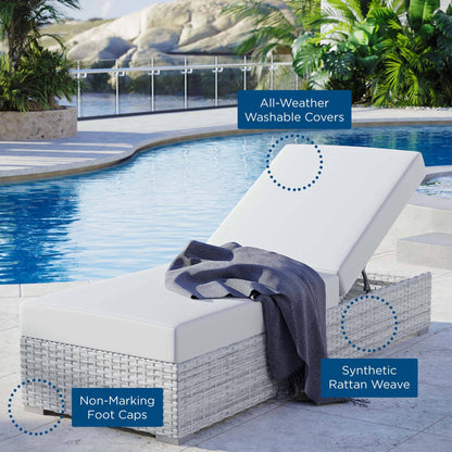 Convene Outdoor Patio Wicker Rattan Chaise in Light Gray White by Modway Chaise Lounge Modway 