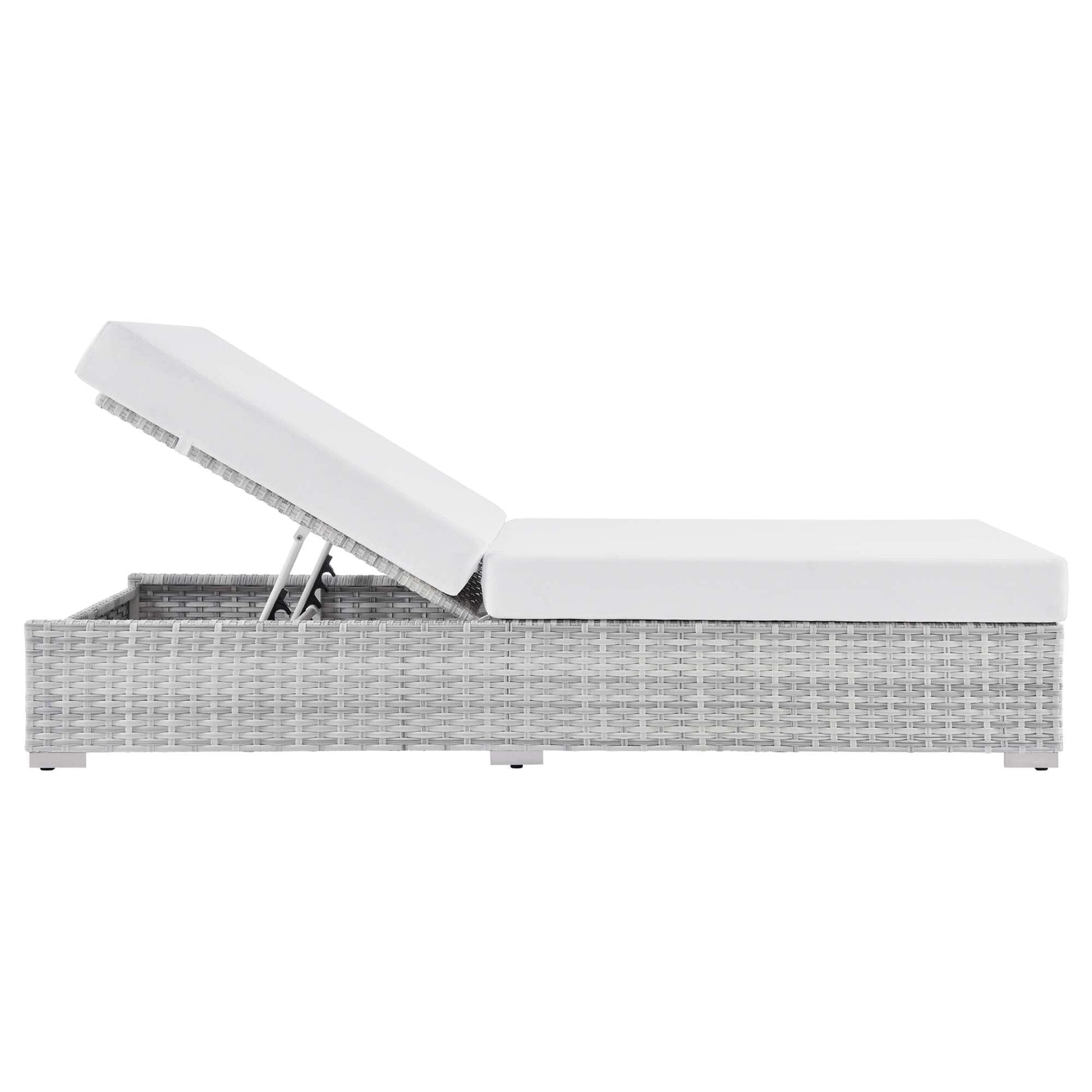 Convene Outdoor Patio Wicker Rattan Chaise in Light Gray White by Modway Chaise Lounge Modway 