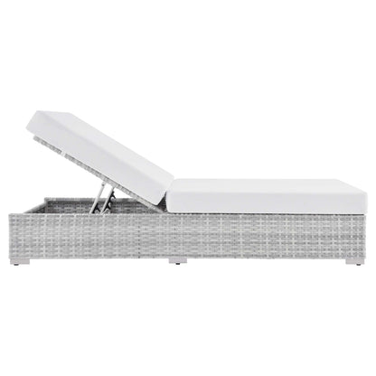 Convene Outdoor Patio Wicker Rattan Chaise in Light Gray White by Modway Chaise Lounge Modway 