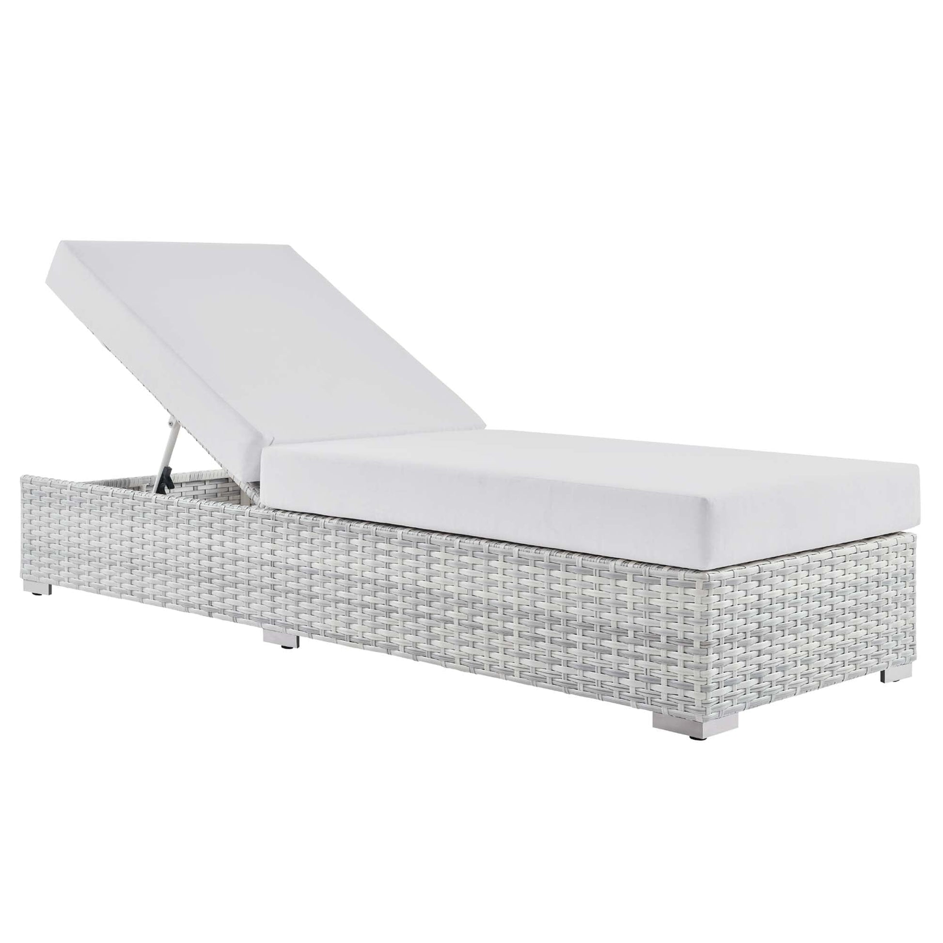 Convene Outdoor Patio Wicker Rattan Chaise in Light Gray White by Modway Chaise Lounge Modway 