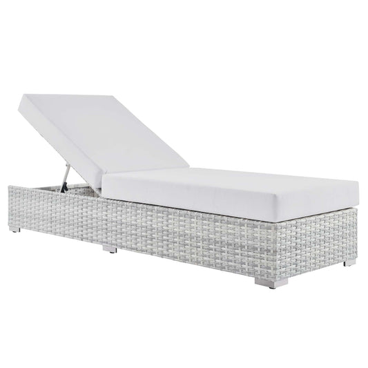 Convene Outdoor Patio Wicker Rattan Chaise in Light Gray White by Modway Chaise Lounge Modway 