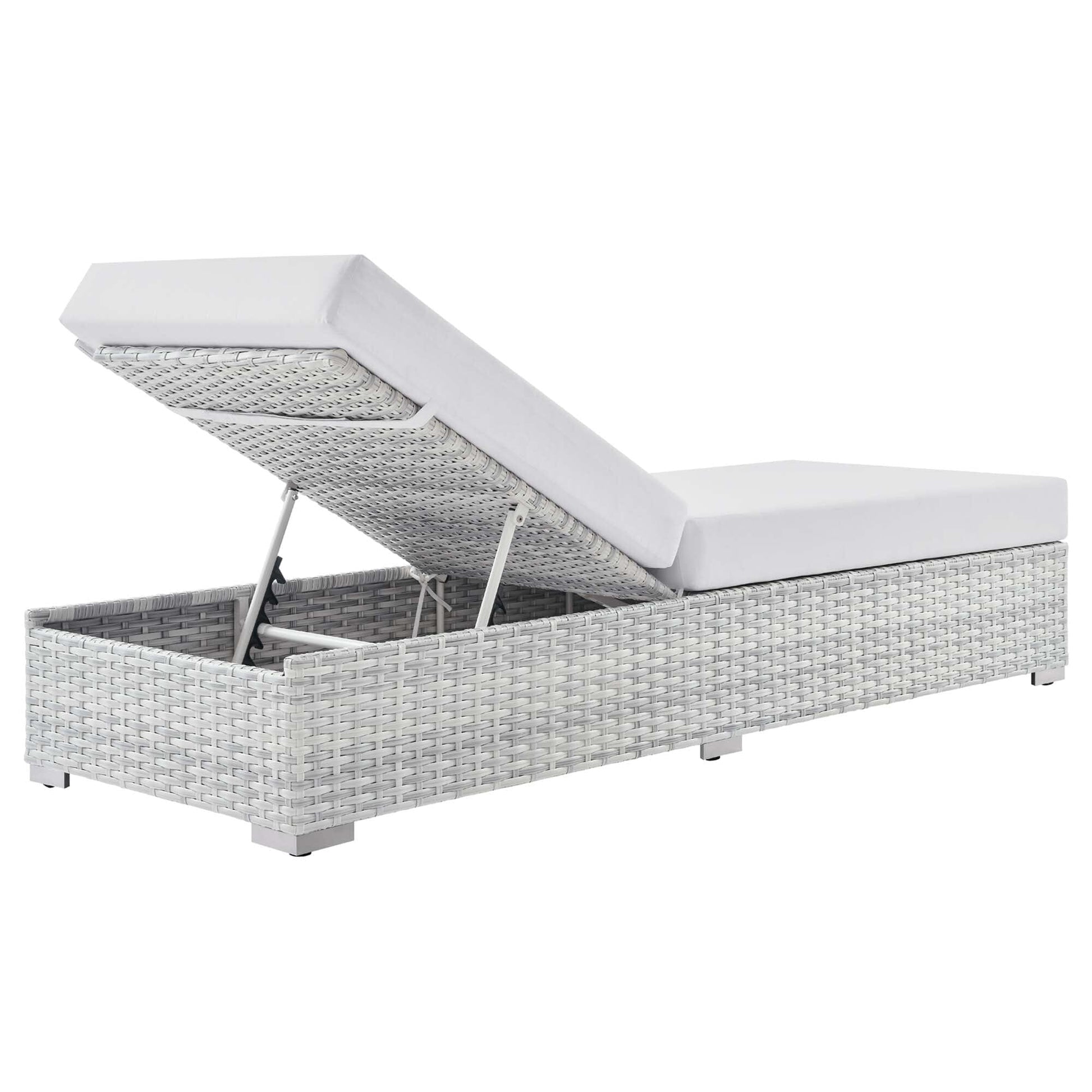 Convene Outdoor Patio Wicker Rattan Chaise in Light Gray White by Modway Chaise Lounge Modway 