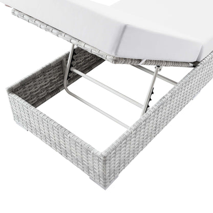 Convene Outdoor Patio Wicker Rattan Chaise in Light Gray White by Modway Chaise Lounge Modway 
