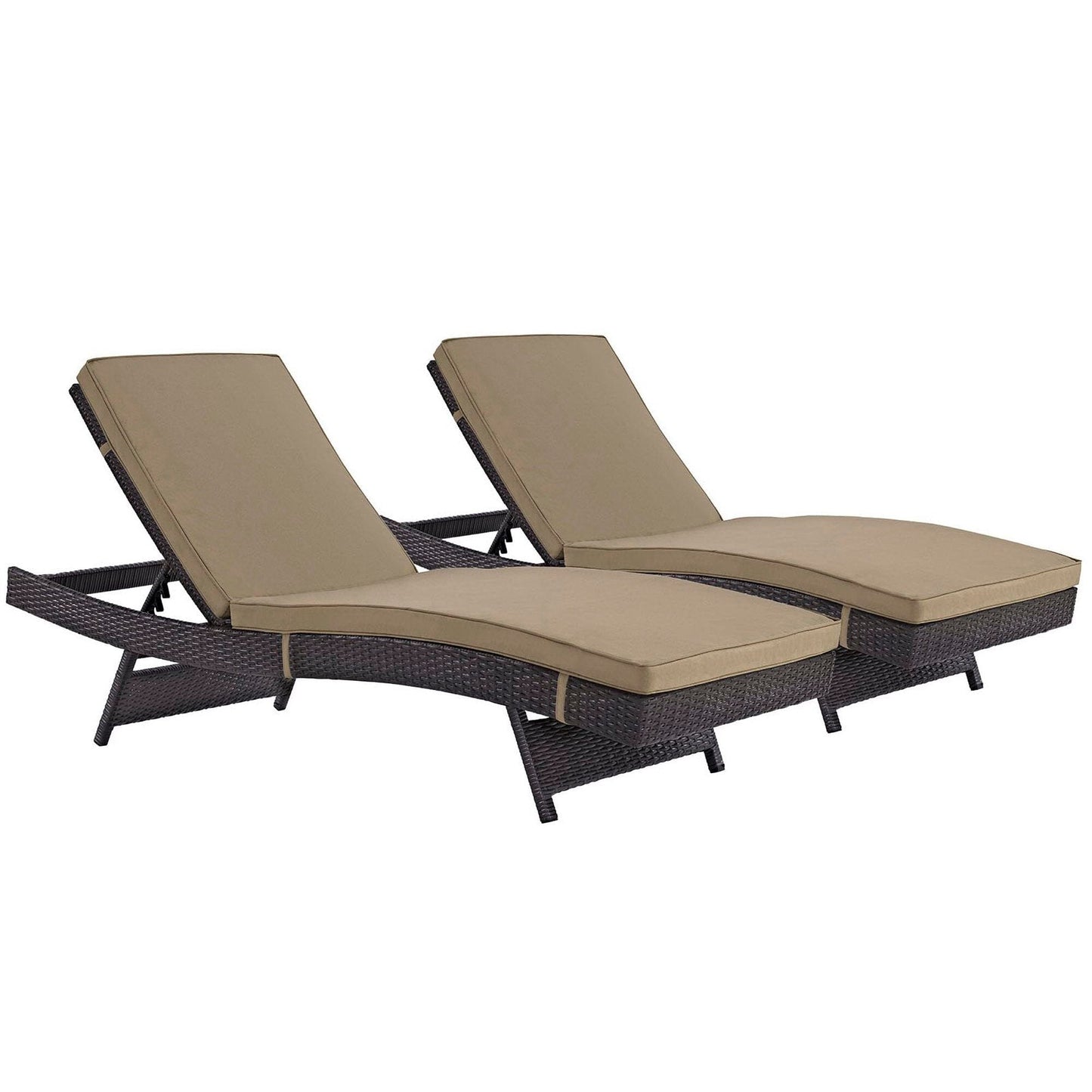 Convene Outdoor Patio Wicker Rattan Chaise Lounge Set of 2 (Espresso / Mocha) by Modway Chaise Lounge Modway 