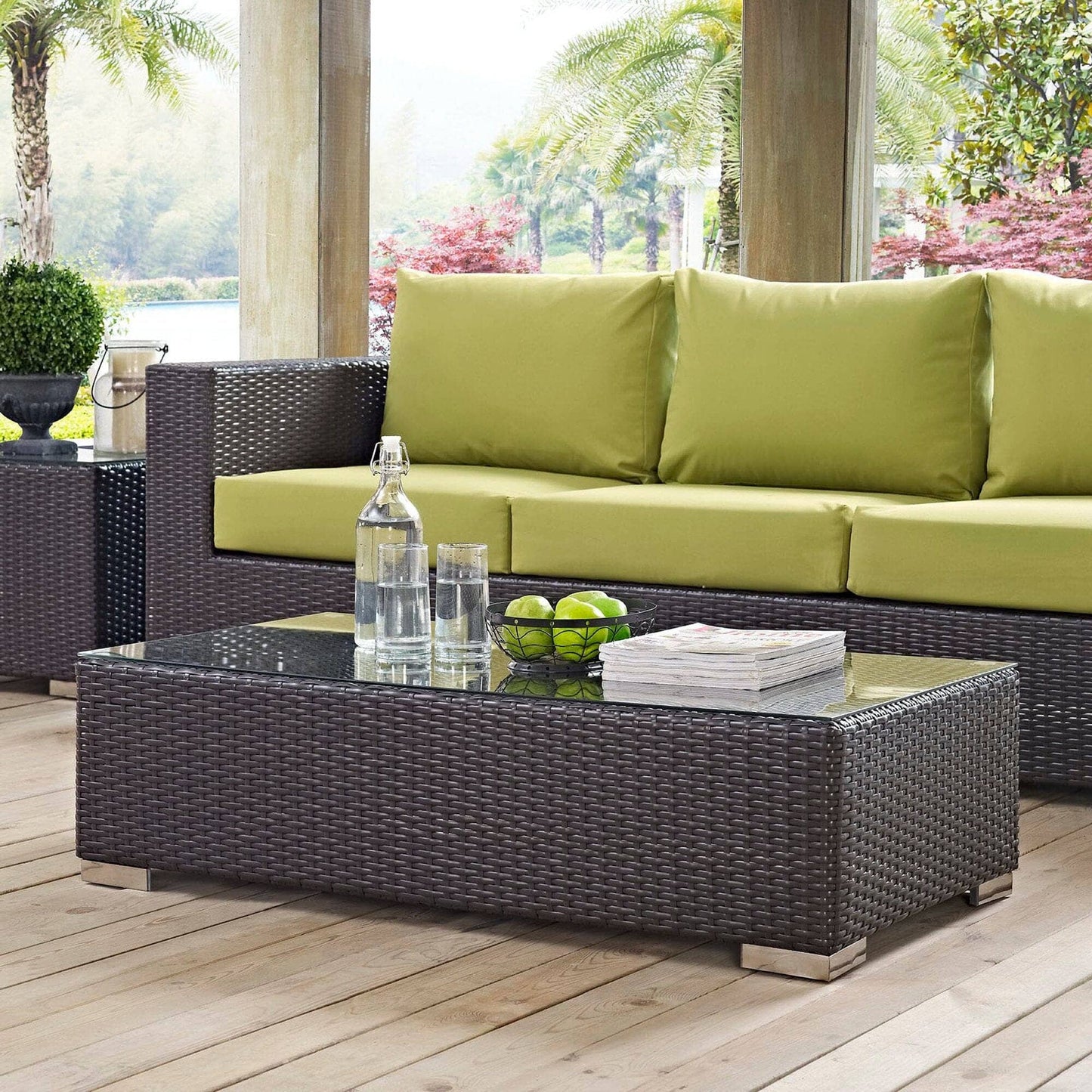 Convene Outdoor Patio Wicker Rattan Coffee Table (Espresso) by Modway Outdoor Patio Coffee Table Modway 