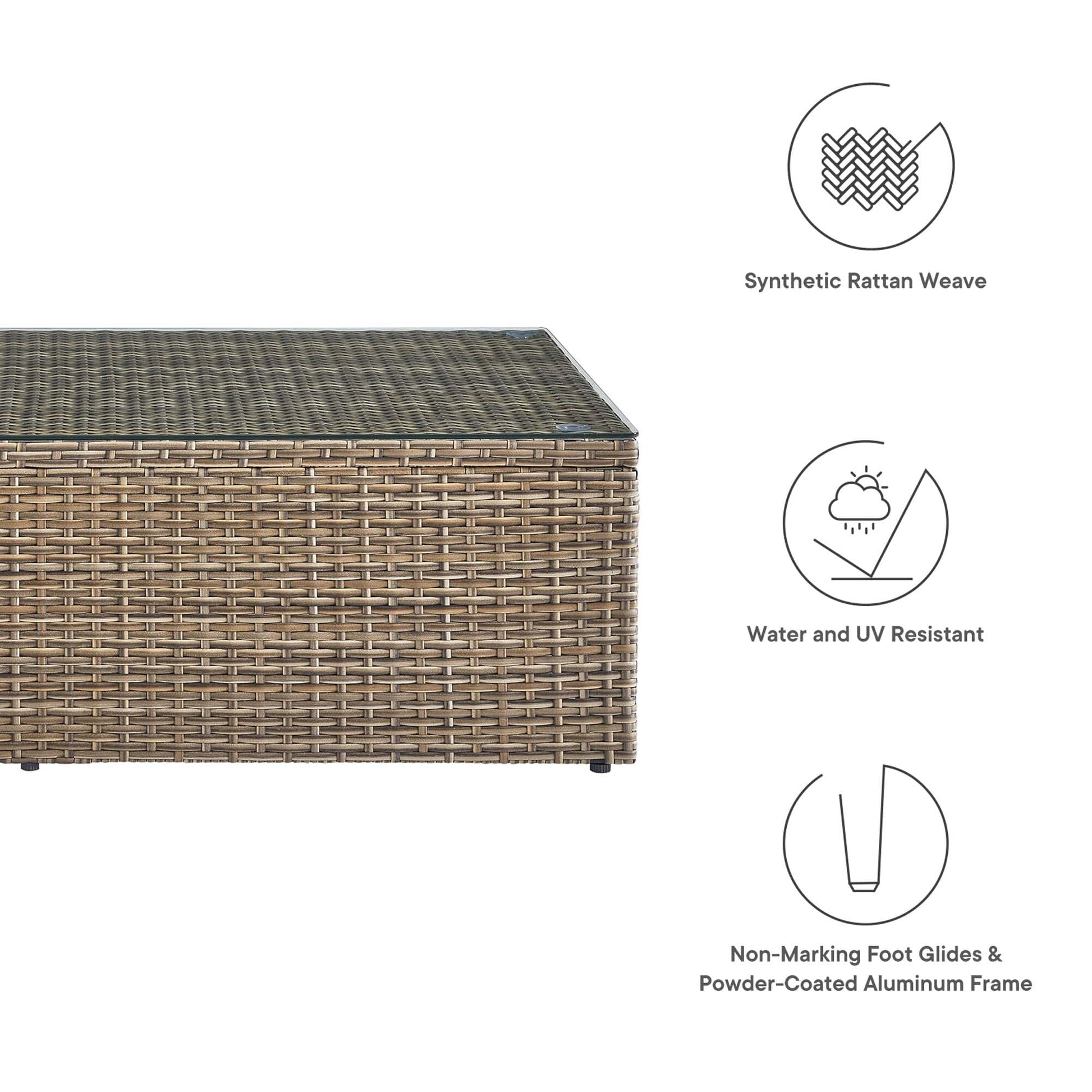 Convene Outdoor Patio Wicker Rattan Coffee Table in Brown by Modway Coffee Table Modway 