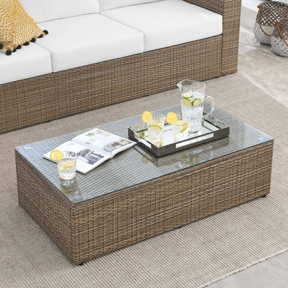 Convene Outdoor Patio Wicker Rattan Coffee Table in Brown by Modway Coffee Table Modway 