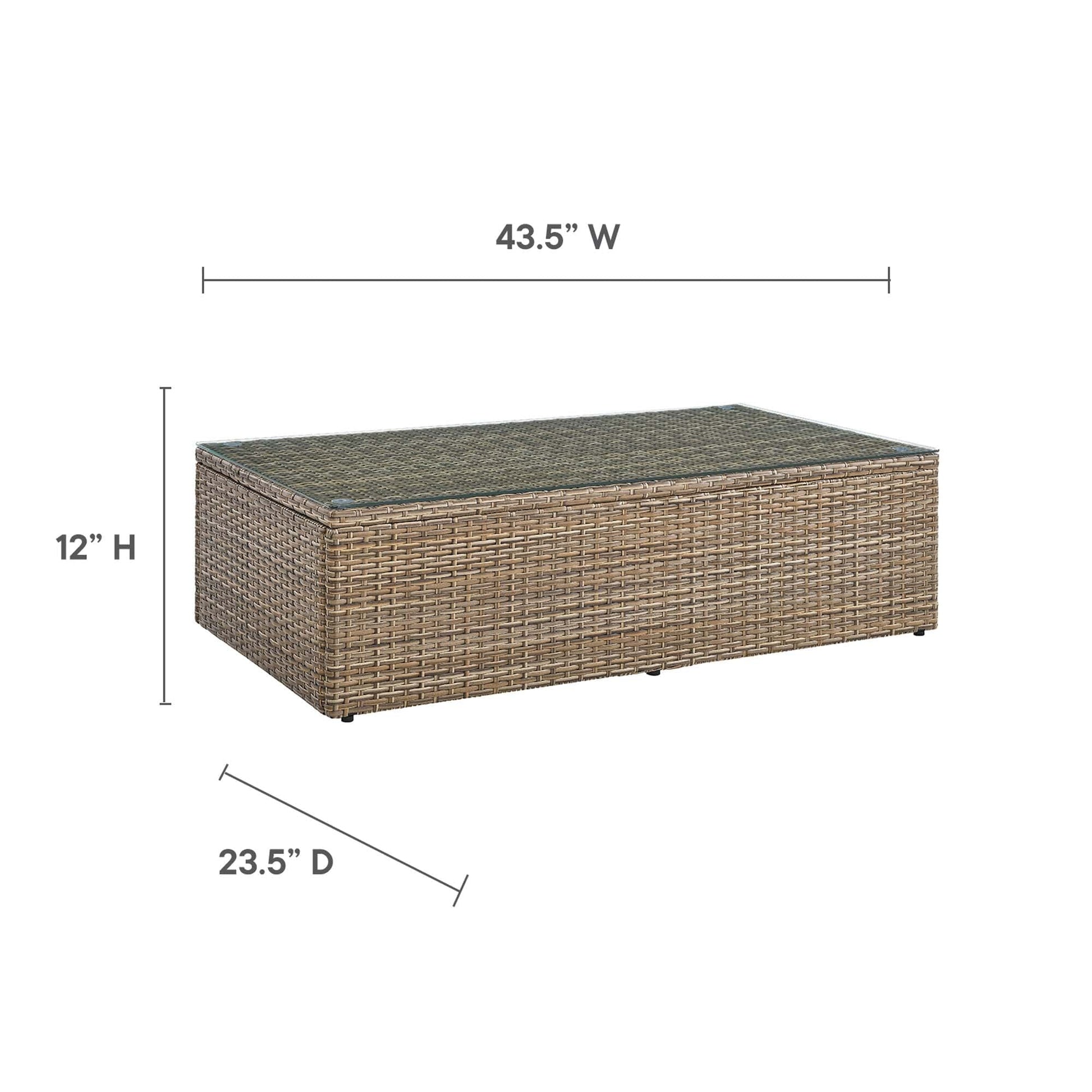 Convene Outdoor Patio Wicker Rattan Coffee Table in Brown by Modway Coffee Table Modway 