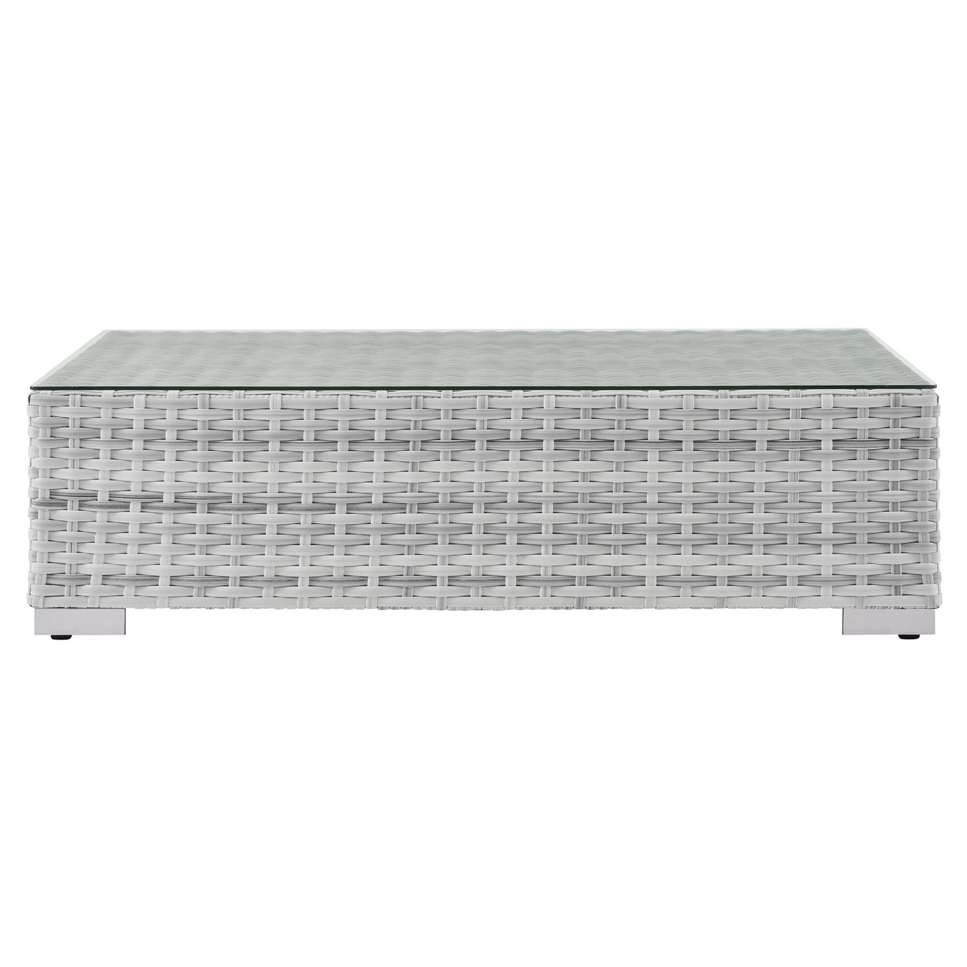 Convene Outdoor Patio Wicker Rattan Coffee Table in Light Gray by Modway Coffee Table Modway 