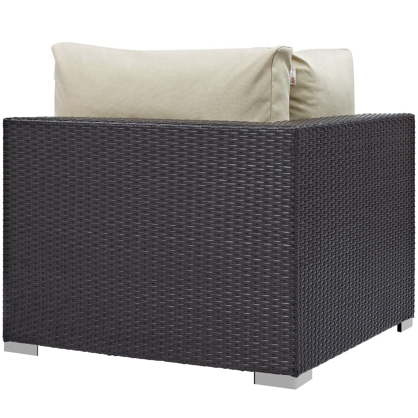 Convene Outdoor Patio Wicker Rattan Corner Chair (Espresso / Beige) by Modway Sectional Piece Modway 
