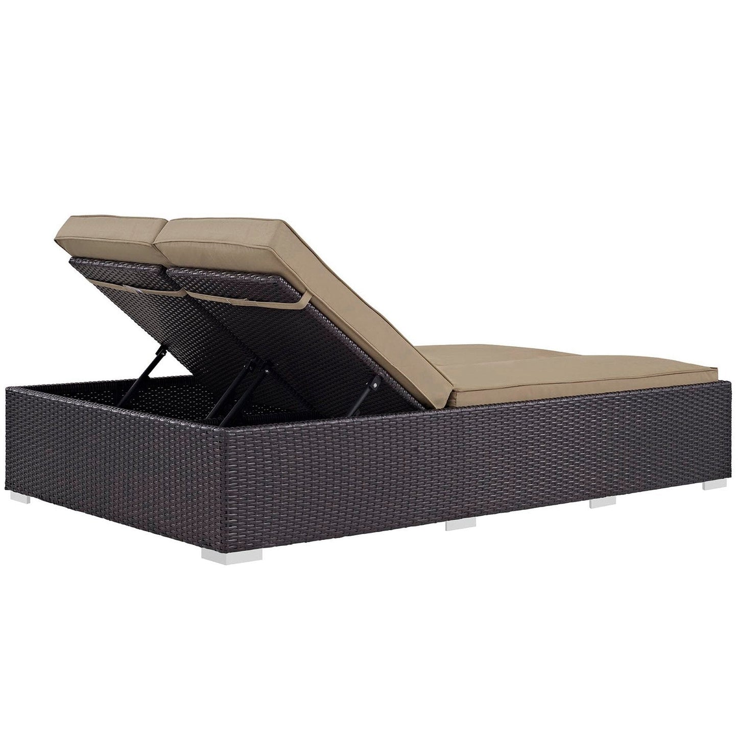 Convene Outdoor Patio Wicker Rattan Double Chaise (Espresso / Mocha) by Modway Chaise Lounge Modway 