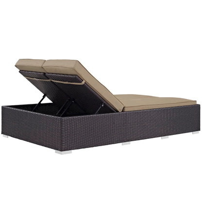 Convene Outdoor Patio Wicker Rattan Double Chaise (Espresso / Mocha) by Modway Chaise Lounge Modway 