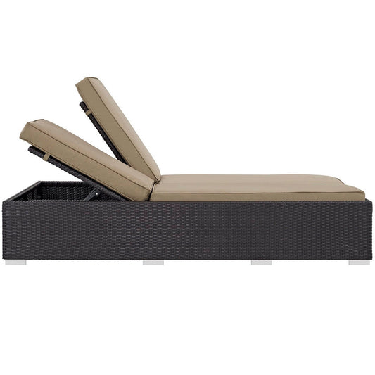 Convene Outdoor Patio Wicker Rattan Double Chaise (Espresso / Mocha) by Modway Chaise Lounge Modway 