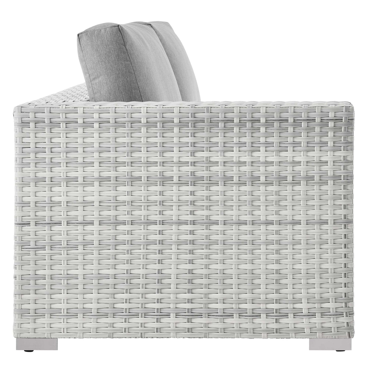 Convene Outdoor Patio Wicker Rattan Left-Arm Loveseat (Light Gray / Gray) by Modway Sectional Piece Modway 