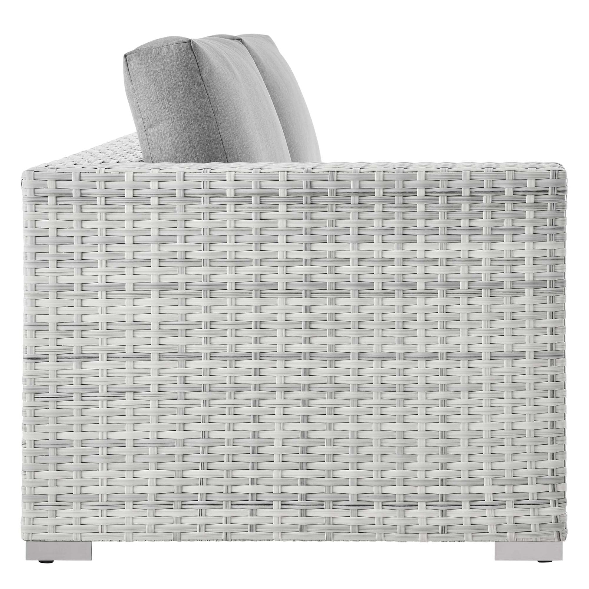Convene Outdoor Patio Wicker Rattan Left-Arm Loveseat (Light Gray / Gray) by Modway Sectional Piece Modway 