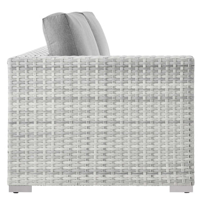 Convene Outdoor Patio Wicker Rattan Left-Arm Loveseat (Light Gray / Gray) by Modway Sectional Piece Modway 