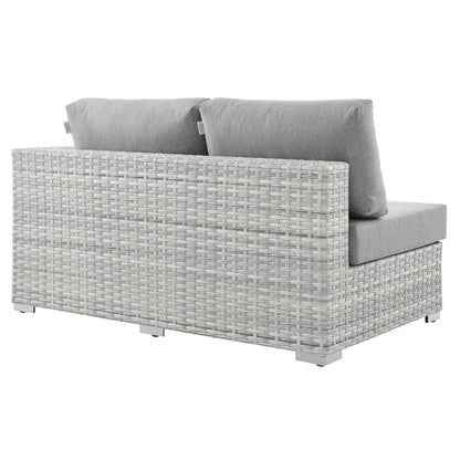 Convene Outdoor Patio Wicker Rattan Left-Arm Loveseat (Light Gray / Gray) by Modway Sectional Piece Modway 