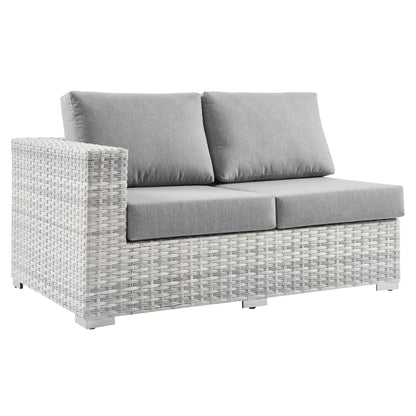 Convene Outdoor Patio Wicker Rattan Left-Arm Loveseat (Light Gray / Gray) by Modway Sectional Piece Modway 