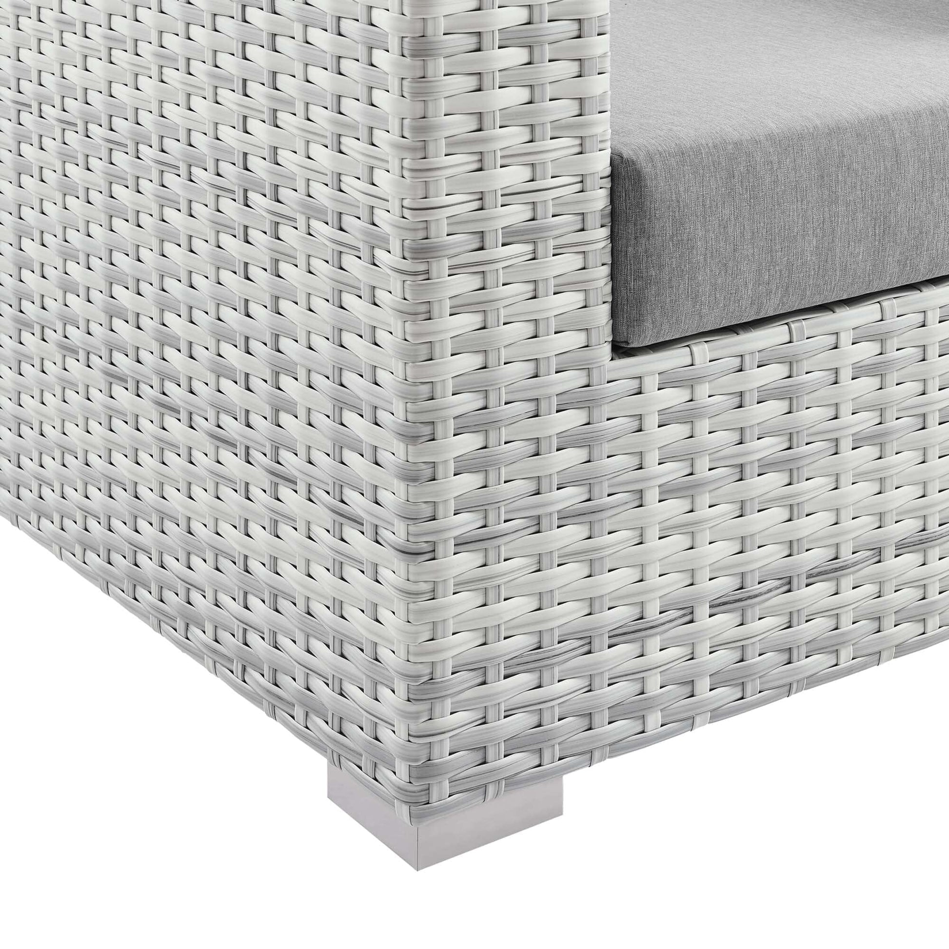Convene Outdoor Patio Wicker Rattan Left-Arm Loveseat (Light Gray / Gray) by Modway Sectional Piece Modway 