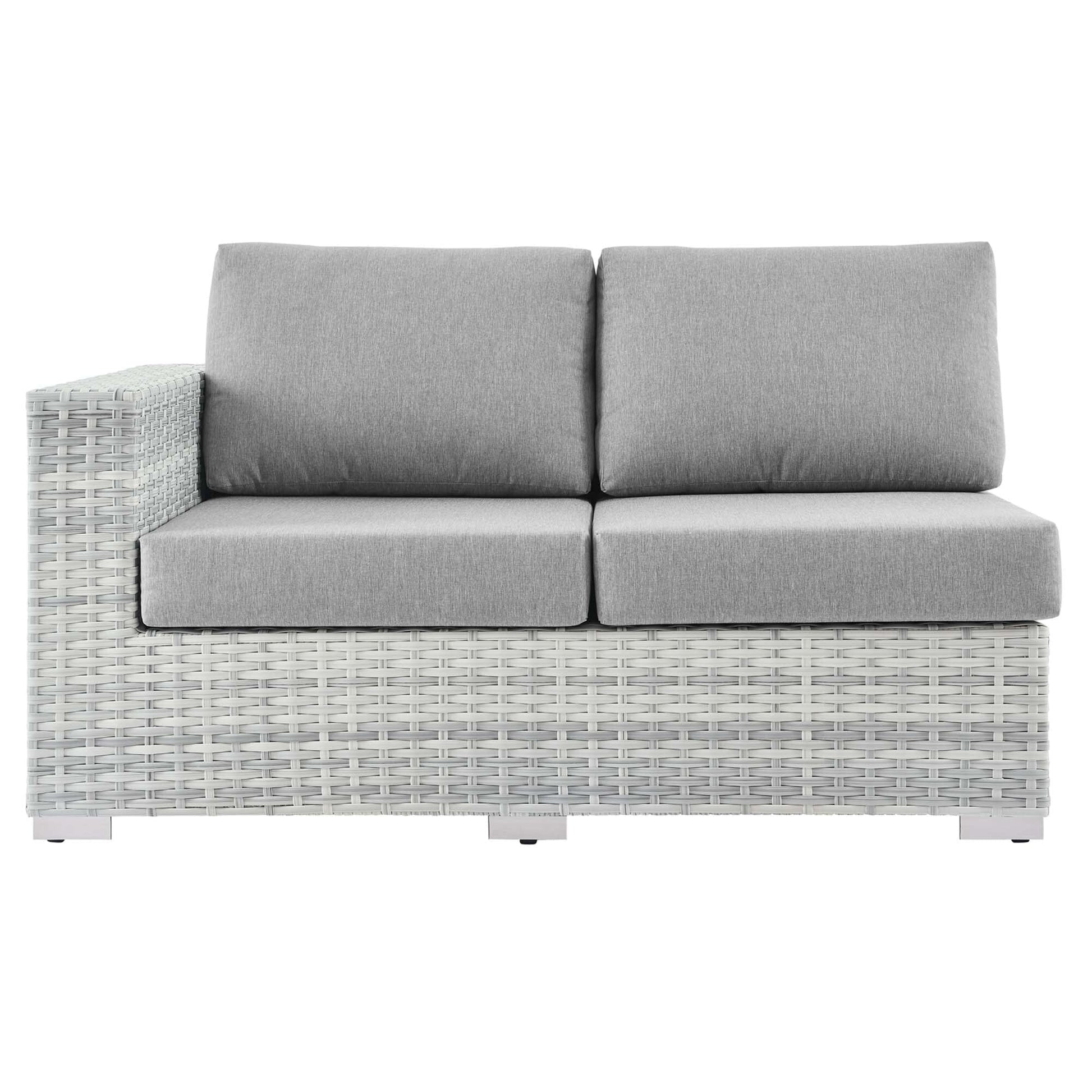 Convene Outdoor Patio Wicker Rattan Left-Arm Loveseat (Light Gray / Gray) by Modway Sectional Piece Modway 