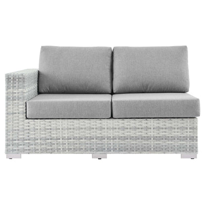 Convene Outdoor Patio Wicker Rattan Left-Arm Loveseat (Light Gray / Gray) by Modway Sectional Piece Modway 