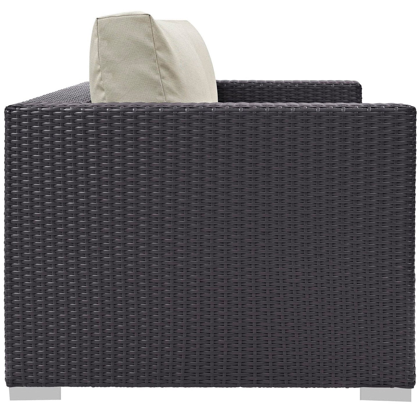 Convene Outdoor Patio Wicker Rattan Loveseat in Espresso Beige by Modway Outdoor Modular Loveseat Modway 