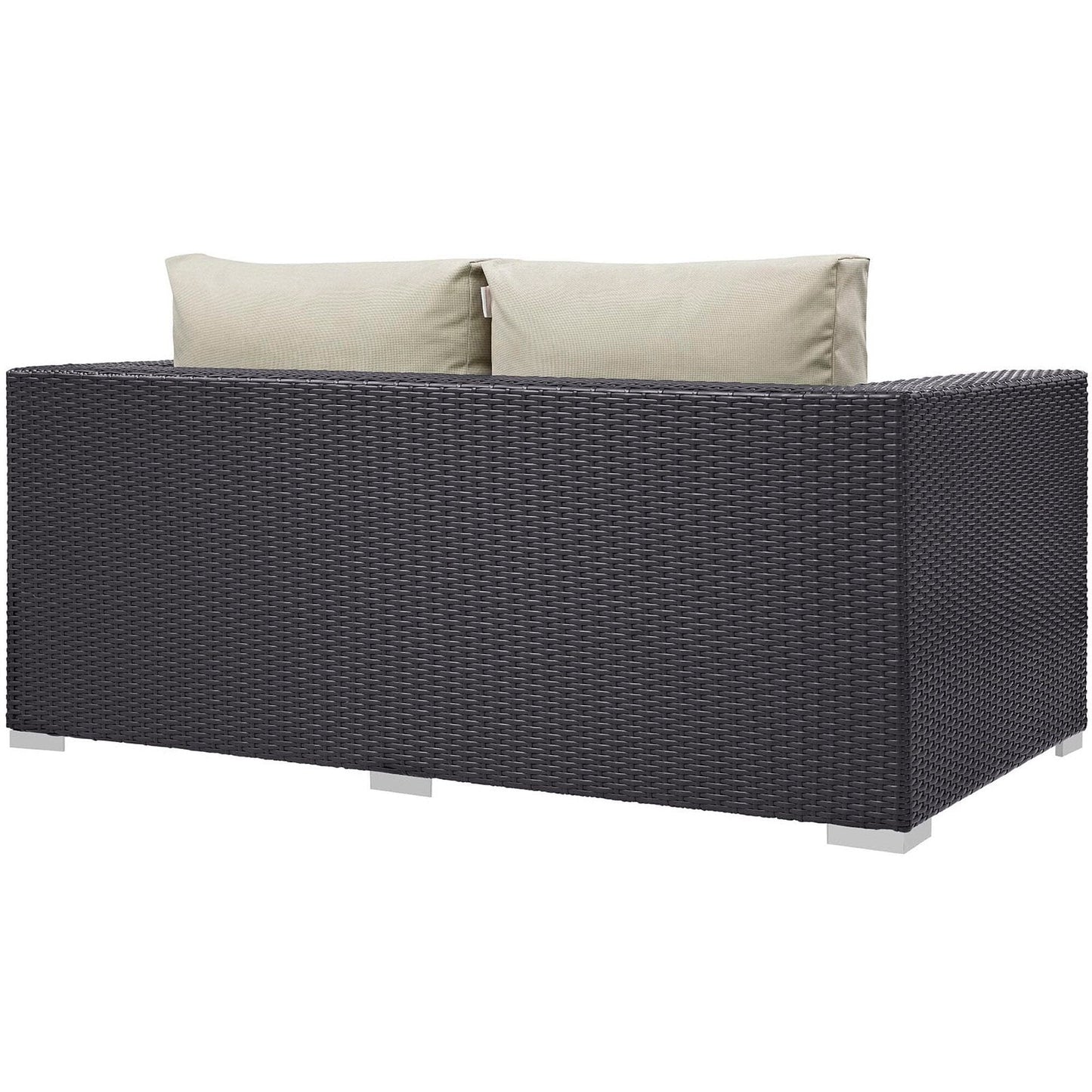 Convene Outdoor Patio Wicker Rattan Loveseat in Espresso Beige by Modway Outdoor Modular Loveseat Modway 