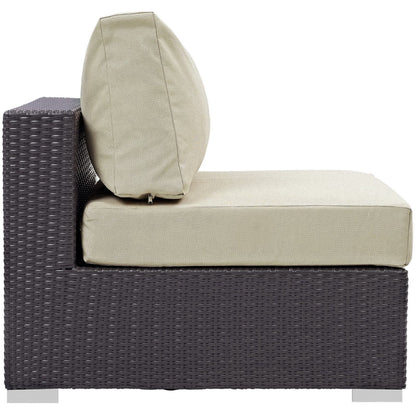 Convene Outdoor Patio Wicker Rattan Loveseat in Espresso Beige by Modway Sectional Piece Modway 