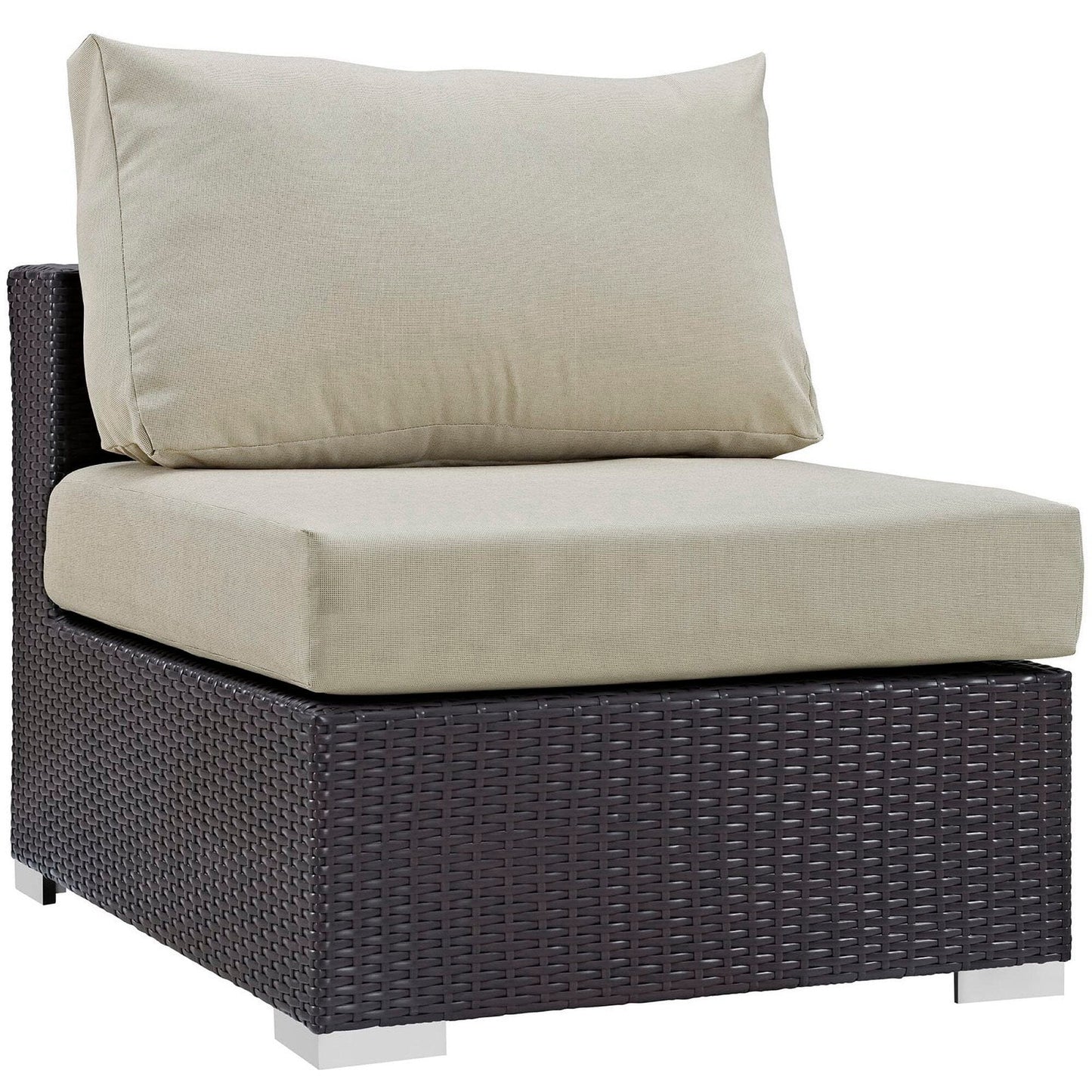 Convene Outdoor Patio Wicker Rattan Loveseat in Espresso Beige by Modway Sectional Piece Modway 