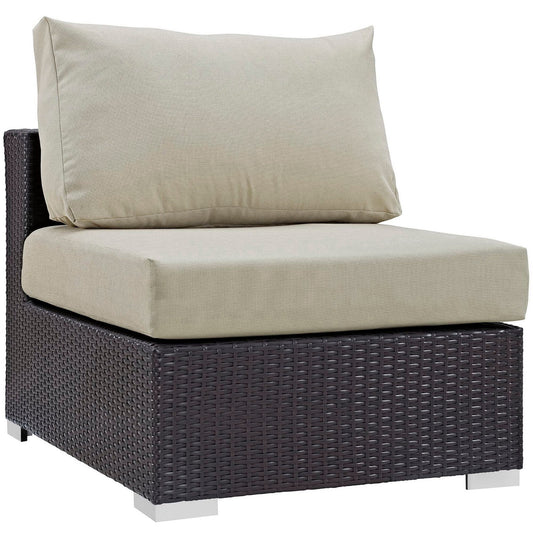 Convene Outdoor Patio Wicker Rattan Loveseat in Espresso Beige by Modway Sectional Piece Modway 