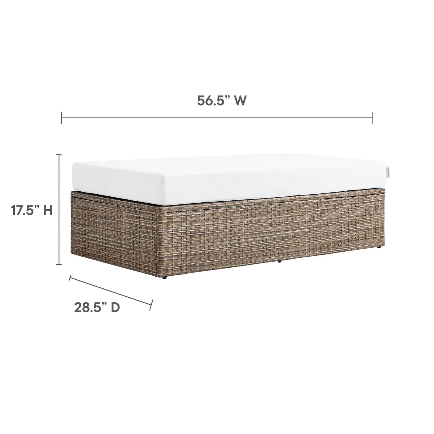 Convene Outdoor Patio Wicker Rattan Rectangle Ottoman (Cappuccino / White) by Modway Ottoman Modway 