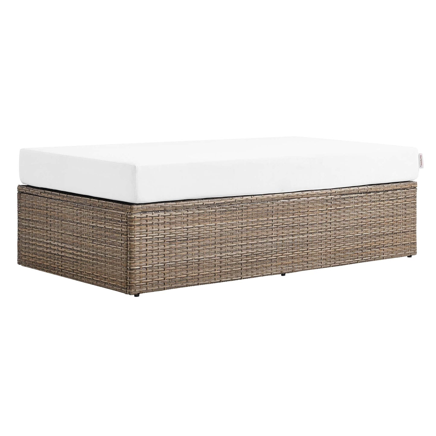 Convene Outdoor Patio Wicker Rattan Rectangle Ottoman (Cappuccino / White) by Modway Ottoman Modway 
