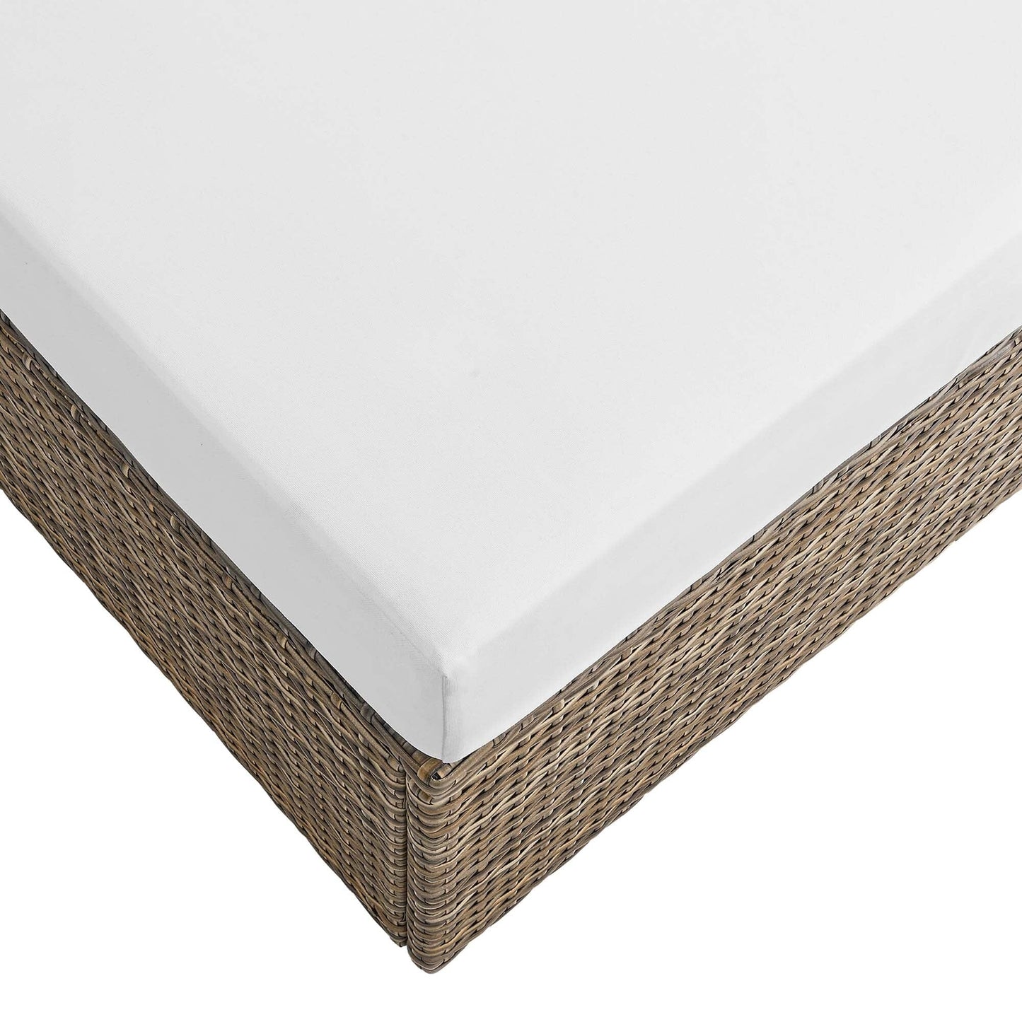 Convene Outdoor Patio Wicker Rattan Rectangle Ottoman (Cappuccino / White) by Modway Ottoman Modway 