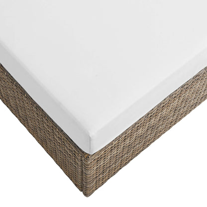 Convene Outdoor Patio Wicker Rattan Rectangle Ottoman (Cappuccino / White) by Modway Ottoman Modway 