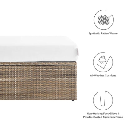 Convene Outdoor Patio Wicker Rattan Rectangle Ottoman (Cappuccino / White) by Modway Ottoman Modway 