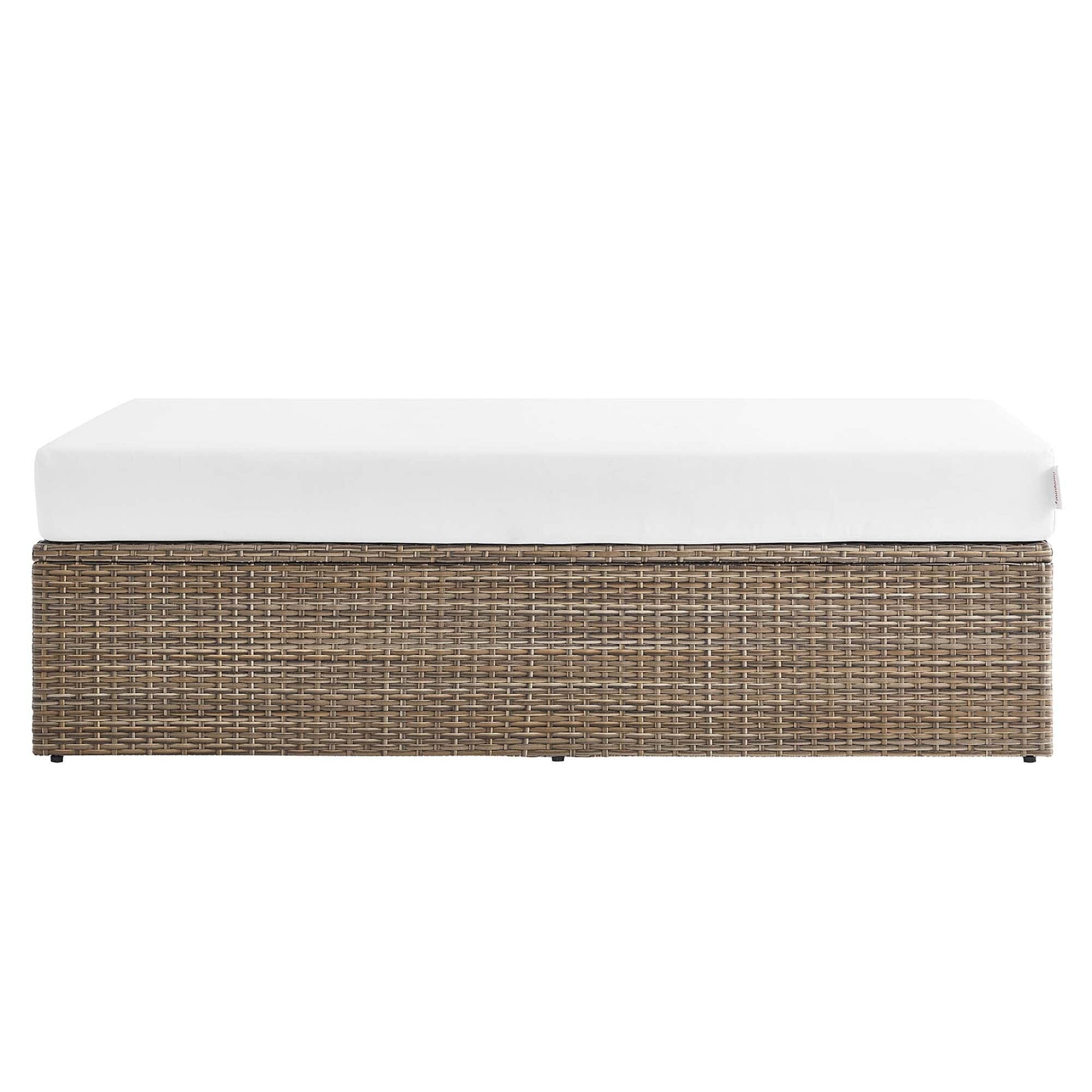 Convene Outdoor Patio Wicker Rattan Rectangle Ottoman (Cappuccino / White) by Modway Ottoman Modway 